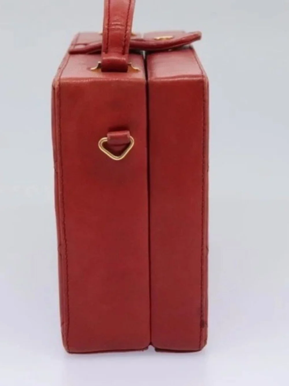 CHANEL Matelasse Hand Bag Lamb Skin 2way Red CC Auth 115600V